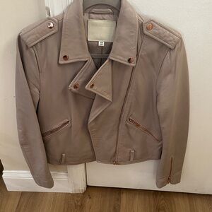 True Religion Taupe Leather Jacket